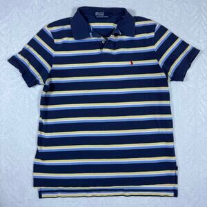Polo by Ralph Lauren Mens XL Polo Stripped Shirt Blue/Yellow Short Sleeve Cotton